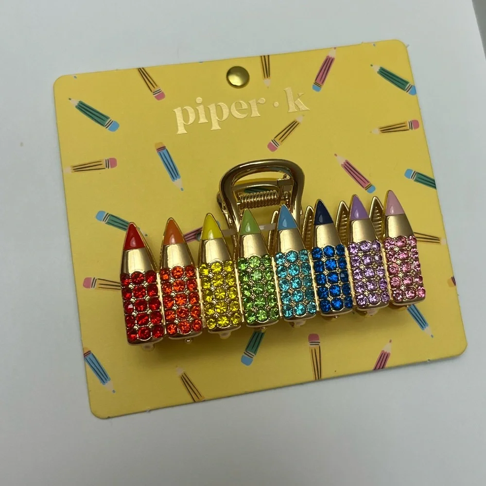 NWT ⚜️🌈⚜️ Piper K Gorgeous Rhinestone Multicolor Pencil Hair Clips